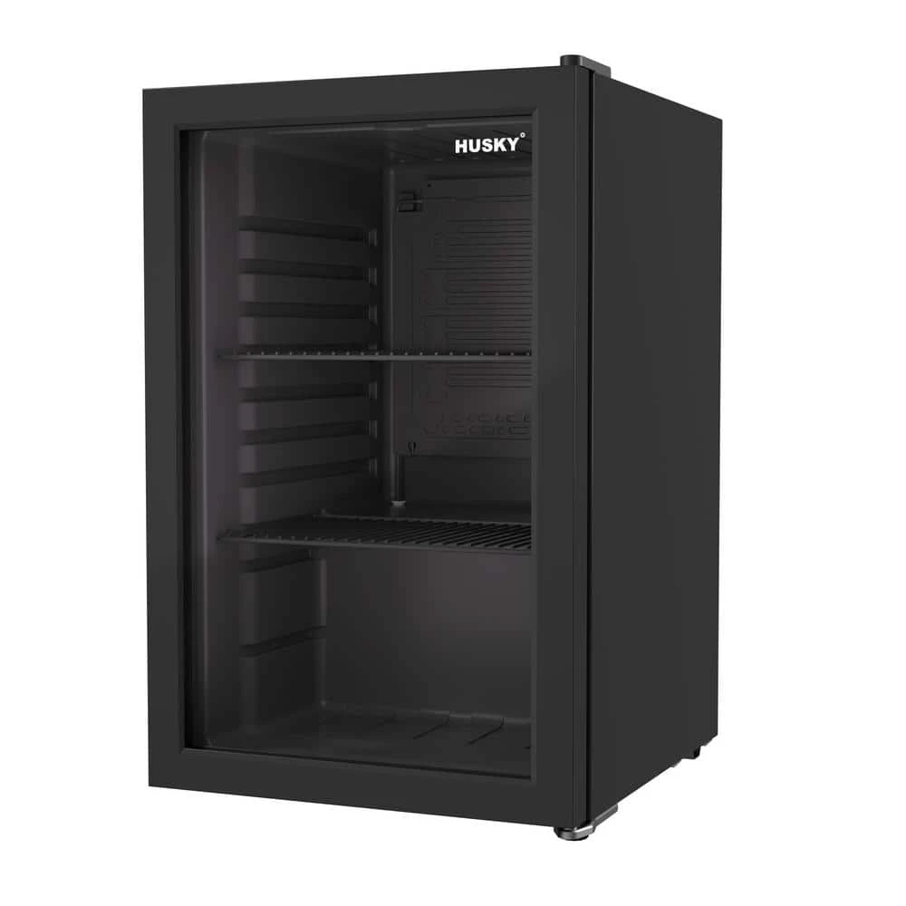 Husky 2.4 Cu. ft. 60-Can Freestanding Beverage Cooler Countertop Mini Fridge with Glass Door without Freezer (Black) 2 Husky 2.4 Cu. ft. 60-Can Freestanding Beverage Cooler Countertop Mini Fridge with Glass Door without Freezer (Black)