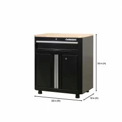 Husky Ready-to-Assemble 24-Gauge Steel 1-Drawer 2-Door Garage Base Cabinet in Black (28 in. W x 33 in. H x 18 in. D -ToolHub Shop black husky free standing cabinets g2801b us 76 1000