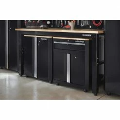 Husky Ready-to-Assemble 24-Gauge Steel 1-Drawer 2-Door Garage Base Cabinet in Black (28 in. W x 33 in. H x 18 in. D -ToolHub Shop black husky free standing cabinets g2801b us fa 1000