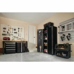 Husky Ready-to-Assemble 24-Gauge Steel 2-Door Garage Base Cabinet in Black (28 in. W x 32 in. H x 18 in. D) -ToolHub Shop black husky free standing cabinets g2802b us 1f 1000
