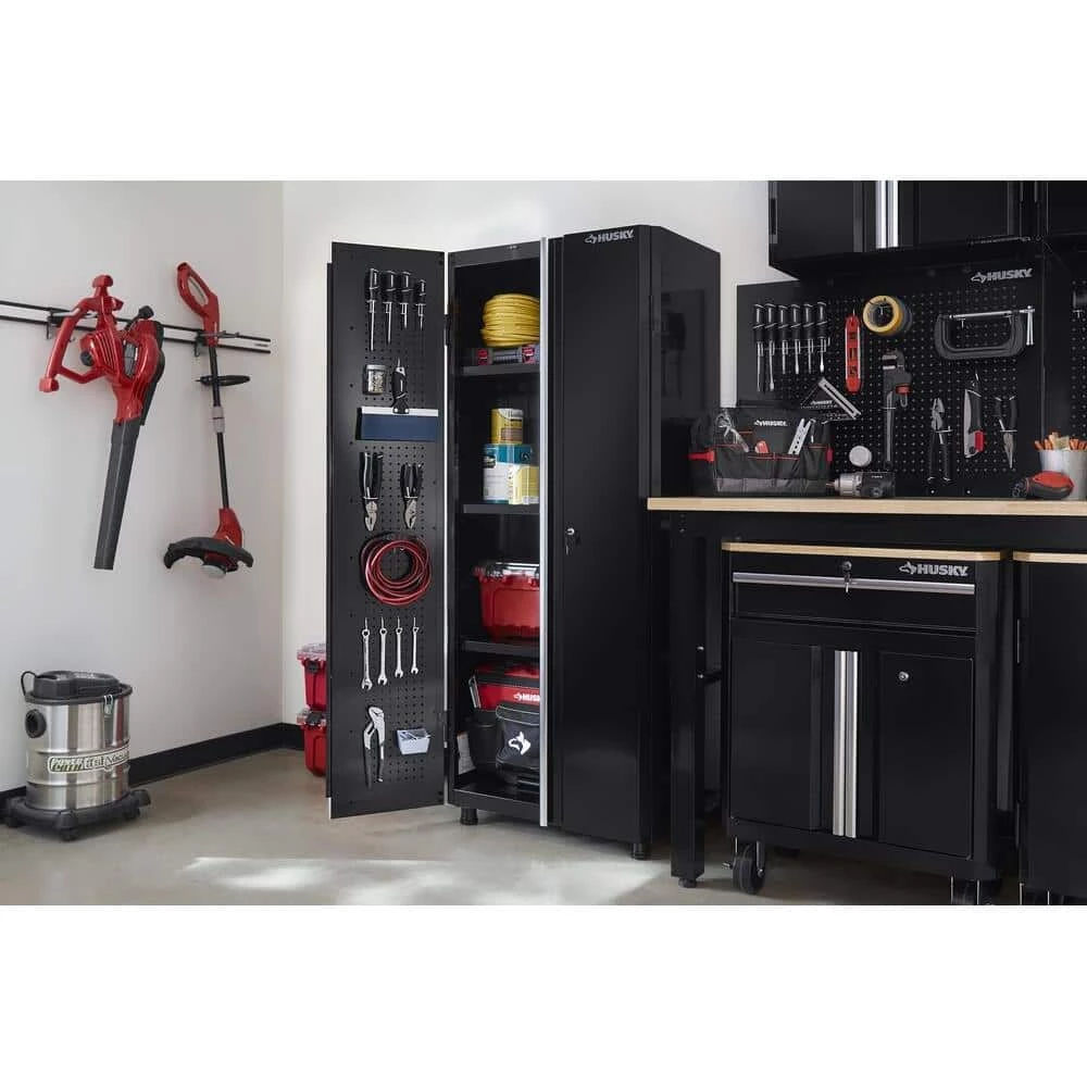 Husky Ready-to-Assemble 24-Gauge Steel Freestanding Garage Cabinet in Black (30 in. W x 72 in. H x 18 in. D) 4 Husky Ready-to-Assemble 24-Gauge Steel Freestanding Garage Cabinet in Black (30 in. W x 72 in. H x 18 in. D) - Image 2