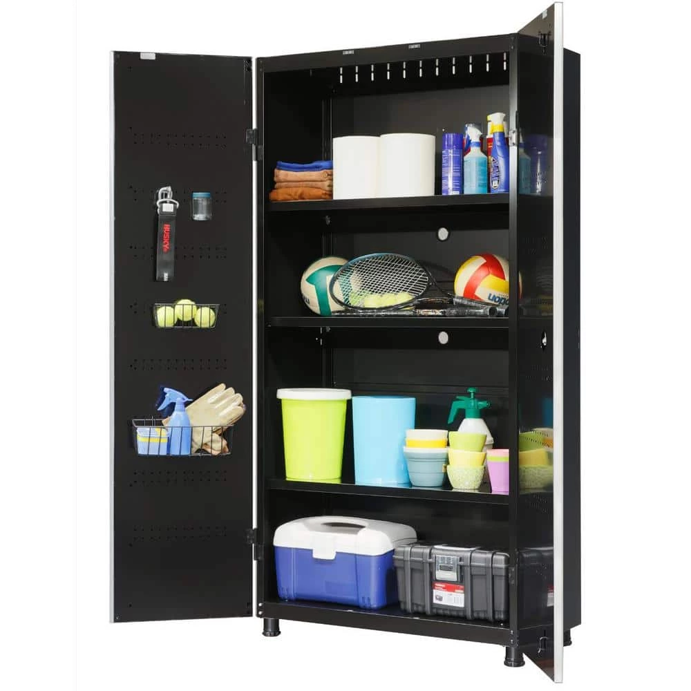 Husky Ready-to-Assemble 24-Gauge Steel Freestanding Garage Cabinet in Black (48 in. W x 72 in. H x 18 in. D) 4 Husky Ready-to-Assemble 24-Gauge Steel Freestanding Garage Cabinet in Black (48 in. W x 72 in. H x 18 in. D) - Image 2