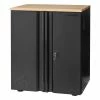 Husky Heavy Duty Welded 20-Gauge Steel 2-Door Garage Base Cabinet in Black (28 in. W x 32 in. H x 21.5 in. D) -ToolHub Shop black husky free standing cabinets htc1000001 64 1000