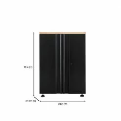 Husky Heavy Duty Welded 20-Gauge Steel 2-Door Garage Base Cabinet in Black (28 in. W x 32 in. H x 21.5 in. D) -ToolHub Shop black husky free standing cabinets htc1000001 a0 1000