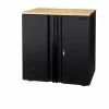 Husky Extra Wide Heavy Duty Welded 20-Gauge Steel 2-Door Garage Base Cabinet in Black (32 in. W x 33 in. H x 21.5 in. D) -ToolHub Shop black husky free standing cabinets htc1000001 ex 64 1000
