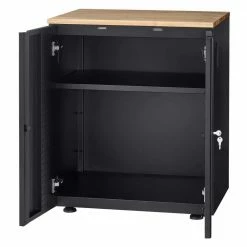Husky Extra Wide Heavy Duty Welded 20-Gauge Steel 2-Door Garage Base Cabinet in Black (32 in. W x 33 in. H x 21.5 in. D) -ToolHub Shop black husky free standing cabinets htc1000001 ex 66 1000