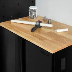 Husky Extra Wide Heavy Duty Welded 20-Gauge Steel 2-Door Garage Base Cabinet in Black (32 in. W x 33 in. H x 21.5 in. D) -ToolHub Shop black husky free standing cabinets htc1000001 ex a0 1000