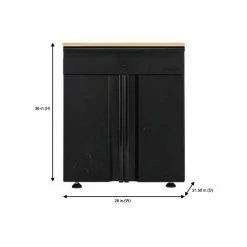 Husky Heavy Duty Welded 20-Gauge Steel 1-Drawer 2-Door Garage Base Cabinet in Black (28 in. W x 32 in. H x 21.5 in. D) -ToolHub Shop black husky free standing cabinets htc1000009 1d 1000