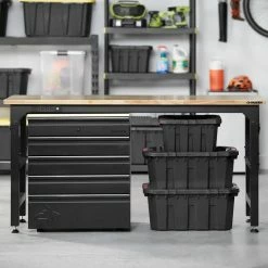 Husky Heavy Duty Welded 18-Gauge Steel 5-Drawer Garage Base Cabinet in Black (28 in. W x 32 in. H x 21.5 in. D) -ToolHub Shop black husky free standing cabinets htc100007 4f 1000