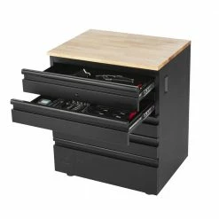 Husky Heavy Duty Welded 18-Gauge Steel 5-Drawer Garage Base Cabinet in Black (28 in. W x 32 in. H x 21.5 in. D) -ToolHub Shop black husky free standing cabinets htc100007 77 1000