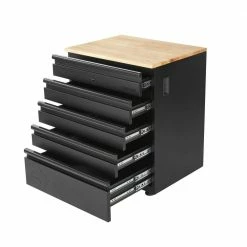 Husky Heavy Duty Welded 18-Gauge Steel 5-Drawer Garage Base Cabinet in Black (28 in. W x 32 in. H x 21.5 in. D) -ToolHub Shop black husky free standing cabinets htc100007 c3 1000