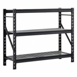 Husky 3-Tier Heavy Duty Industrial Welded Steel Garage Storage Shelving Unit in Black (65 in. W x 54 in. H x 24 in. D) -ToolHub Shop black husky freestanding shelving units hbr652454w3 40 1000