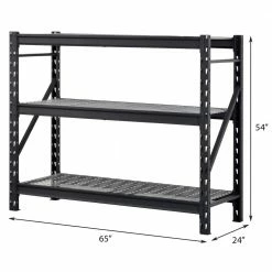 Husky 3-Tier Heavy Duty Industrial Welded Steel Garage Storage Shelving Unit in Black (65 in. W x 54 in. H x 24 in. D) -ToolHub Shop black husky freestanding shelving units hbr652454w3 a0 1000