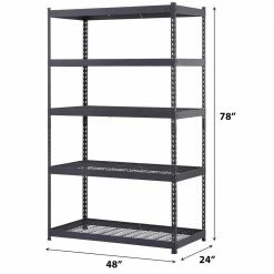 Husky 5-Tier Heavy Duty Boltless Steel Garage Storage Shelving Unit in Black (48 in. W x 78 in. H x 24 in. D) -ToolHub Shop black husky freestanding shelving units n2r482478w5b c3 1000