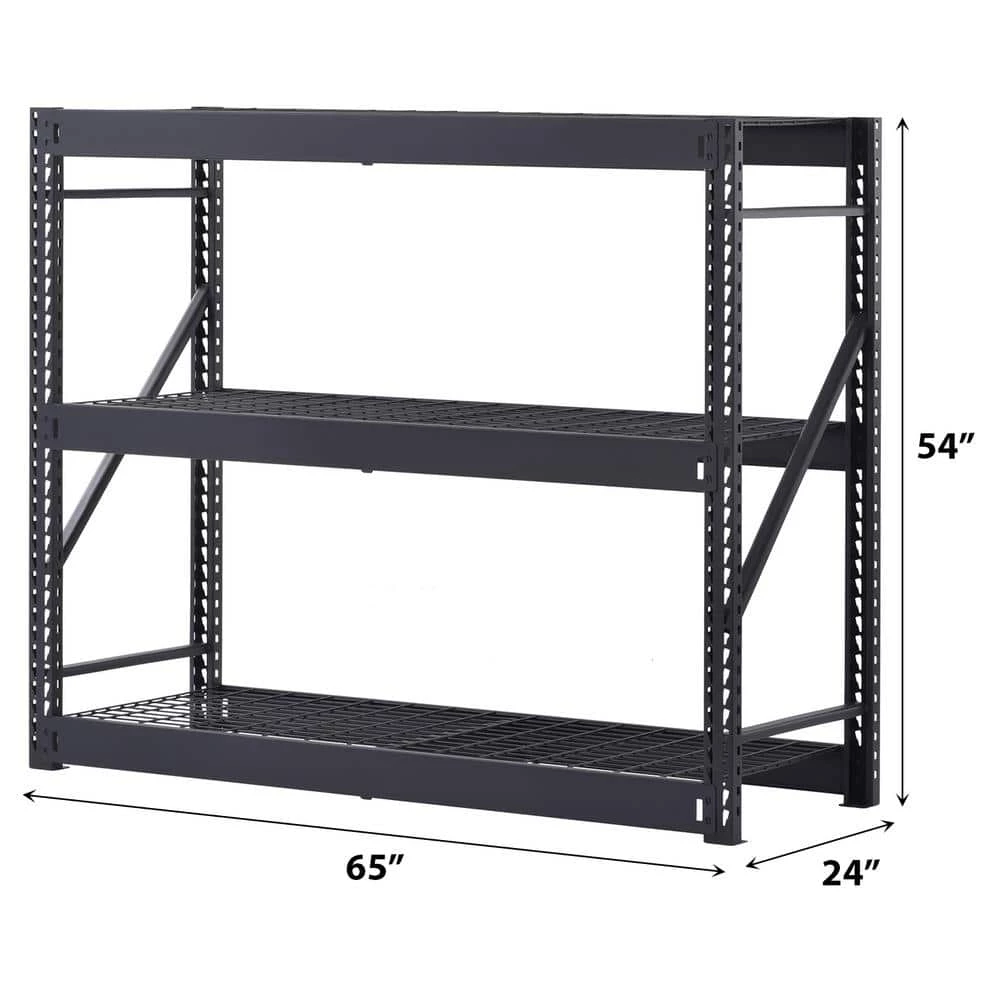 Husky 3-Tier Industrial Duty Steel Freestanding Garage Storage Shelving Unit in Black (65 in. W x 54 in. H x 24 in. D) 10 Husky 3-Tier Industrial Duty Steel Freestanding Garage Storage Shelving Unit in Black (65 in. W x 54 in. H x 24 in. D) - Image 8