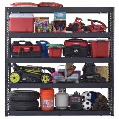 Husky 5-Tier Industrial Duty Steel Freestanding Garage Storage Shelving Unit in Black (90 in. W x 90 in. H x 24 in. D) -ToolHub Shop black husky freestanding shelving units n2w902490w5b a0 1000