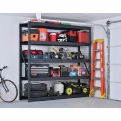 Husky 5-Tier Industrial Duty Steel Freestanding Garage Storage Shelving Unit in Black (90 in. W x 90 in. H x 24 in. D) -ToolHub Shop black husky freestanding shelving units n2w902490w5b e1 1000
