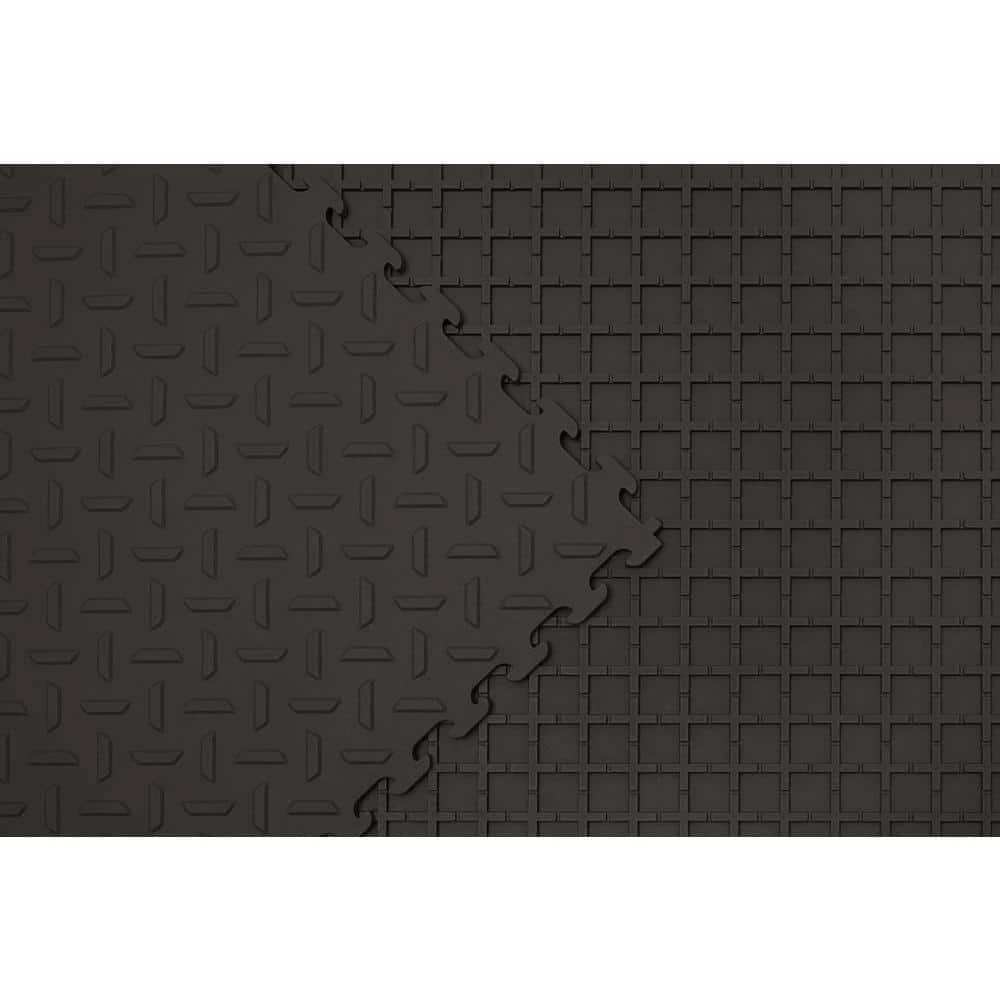 Husky 18.4 in. x 18.4 in. Black PVC Garage Flooring Tile (6-Pack) 4 Husky 18.4 in. x 18.4 in. Black PVC Garage Flooring Tile (6-Pack) - Image 2