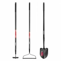 Husky 3-Piece Fiberglass Essential Lawn and Garden Tool Set with Grip