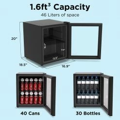 Husky 1.5 Cu. ft. Glass Door Freestanding Countertop Beverage Refrigerator with Reversible Door without Freezer (Black) -ToolHub Shop black husky mini fridges osfg011 bm 44 1000