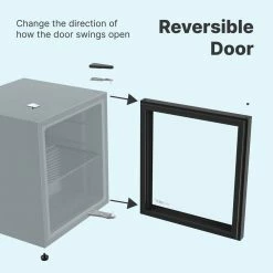 Husky 1.5 Cu. ft. Glass Door Freestanding Countertop Beverage Refrigerator with Reversible Door without Freezer (Black) -ToolHub Shop black husky mini fridges osfg011 bm 76 1000