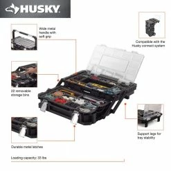 Husky 22 in. 22-Compartment Connect Cantilever Organizer for Small Parts Organizer 17 Husky 22 in. 22-Compartment Connect Cantilever Organizer for Small Parts Organizer -ToolHub Shop black husky modular tool storage systems 230379 a0 1000