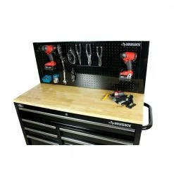 Husky 46 in. Pegboard Back Wall for Mobile Workbench -ToolHub Shop black husky pegboards d6tc09001 c3 1000