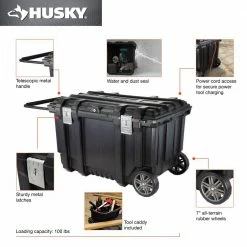 Husky 37 in. Rolling Tool Box Utility Cart Black -ToolHub Shop black husky portable tool boxes 209261 1d 1000