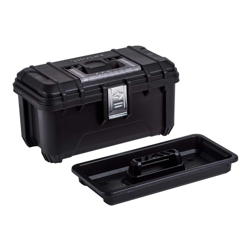 Husky 16 in. Black Plastic Portable Tool Box with Metal Latches 8 Husky 16 in. Black Plastic Portable Tool Box with Metal Latches - Image 6