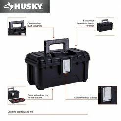 Husky 16 in. Black Plastic Portable Tool Box with Metal Latches 12 Husky 16 in. Black Plastic Portable Tool Box with Metal Latches -ToolHub Shop black husky portable tool boxes 235574 e1 1000