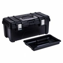 Husky 26 in. Black Plastic Portable Tool Box with Metal Latches 16 Husky 26 in. Black Plastic Portable Tool Box with Metal Latches -ToolHub Shop black husky portable tool boxes 235580 1f 1000