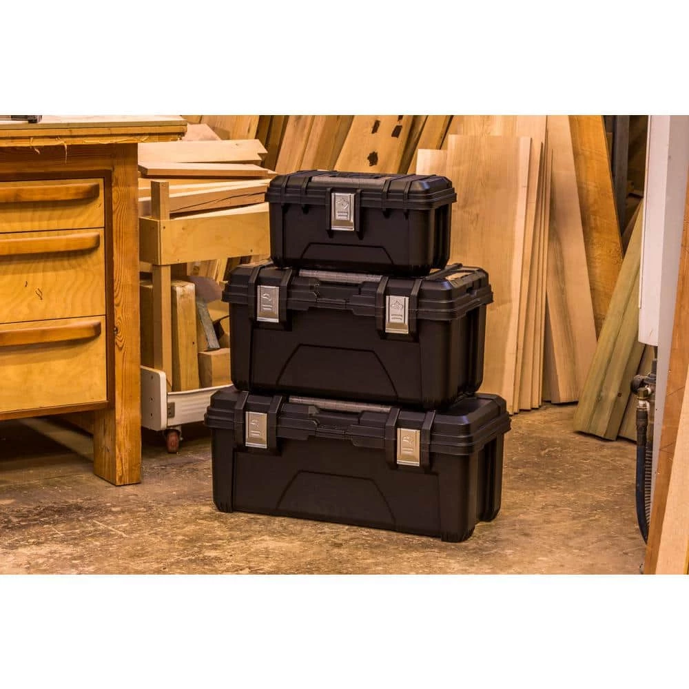 Husky 26 in. Black Plastic Portable Tool Box with Metal Latches 11 Husky 26 in. Black Plastic Portable Tool Box with Metal Latches - Image 9