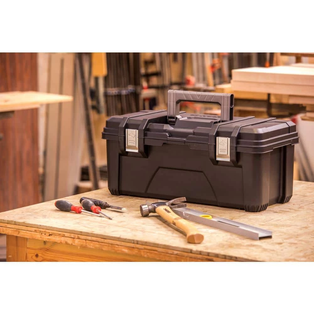 Husky 26 in. Black Plastic Portable Tool Box with Metal Latches 6 Husky 26 in. Black Plastic Portable Tool Box with Metal Latches - Image 4