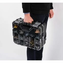 Husky 36-Compartment Interlocking Small Parts Organizer in Black (2-Pack) -ToolHub Shop black husky portable tool boxes thd2020 002 31 1000