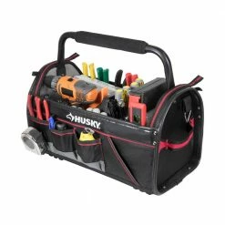 Husky 20 in. Pro Tool Tote with Removable Tool Wall -ToolHub Shop black husky tool bags 67129 02 4f 1000