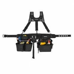 Husky 16-Pocket Black Carpenter's Tool Belt with Suspenders -ToolHub Shop black husky tool belts hd00144 c3 1000