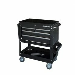 Husky 33 in 4-Drawer Mechanics Cart with Extended Side Table and Bottle Tray 27 Husky 33 in 4-Drawer Mechanics Cart with Extended Side Table and Bottle Tray -ToolHub Shop black husky tool carts xhouc3304b11 44 1000