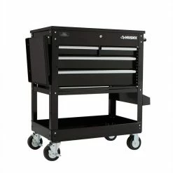 Husky 33 in 4-Drawer Mechanics Cart with Extended Side Table and Bottle Tray 30 Husky 33 in 4-Drawer Mechanics Cart with Extended Side Table and Bottle Tray -ToolHub Shop black husky tool carts xhouc3304b11 d4 1000