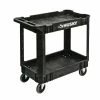 Husky 2-Tier Plastic 4-Wheeled Service Cart in Black with 500 lb. Capacity