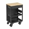 Husky Utility Cart with Wooden Top in Black (24.25 in. W x 37.5 in. H x 17.5 in. D) -ToolHub Shop black husky utility carts htc1000018 64 1000