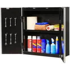 Husky Ready-to-Assemble 24-Gauge Steel Wall Mounted Garage Cabinet in Black (28 in. W x 29 in. H x 12 in. D) -ToolHub Shop black husky wall mounted cabinets g2802w us 1d 1000