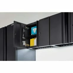 Husky Heavy Duty Welded 20-Gauge Steel Wall Mounted Garage Cabinet in Black (28 in. W x 22 in. H x 14 in. D) -ToolHub Shop black husky wall mounted cabinets htc1000010 31 1000