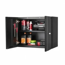 Husky Heavy Duty Welded 20-Gauge Steel Wall Mounted Garage Cabinet in Black (28 in. W x 22 in. H x 14 in. D) -ToolHub Shop black husky wall mounted cabinets htc1000010 66 1000