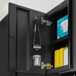 Husky Heavy Duty Welded 20-Gauge Steel Wall Mounted Garage Cabinet in Black (28 in. W x 22 in. H x 14 in. D) -ToolHub Shop black husky wall mounted cabinets htc1000010 77 1000