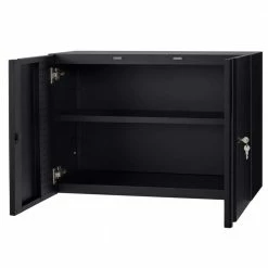 Husky Extra Wide Heavy Duty Welded 20-Gauge Steel Wall Mounted Garage Cabinet in Black (32 in. W x 22 in. H x 14 in. D) 16 Husky Extra Wide Heavy Duty Welded 20-Gauge Steel Wall Mounted Garage Cabinet in Black (32 in. W x 22 in. H x 14 in. D) -ToolHub Shop black husky wall mounted cabinets htc1000010 ex 1d 1000