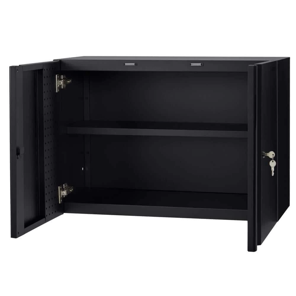 Husky Extra Wide Heavy Duty Welded 20-Gauge Steel Wall Mounted Garage Cabinet in Black (32 in. W x 22 in. H x 14 in. D) 7 Husky Extra Wide Heavy Duty Welded 20-Gauge Steel Wall Mounted Garage Cabinet in Black (32 in. W x 22 in. H x 14 in. D) - Image 5
