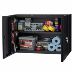 Husky Extra Wide Heavy Duty Welded 20-Gauge Steel Wall Mounted Garage Cabinet in Black (32 in. W x 22 in. H x 14 in. D) 17 Husky Extra Wide Heavy Duty Welded 20-Gauge Steel Wall Mounted Garage Cabinet in Black (32 in. W x 22 in. H x 14 in. D) -ToolHub Shop black husky wall mounted cabinets htc1000010 ex 66 1000
