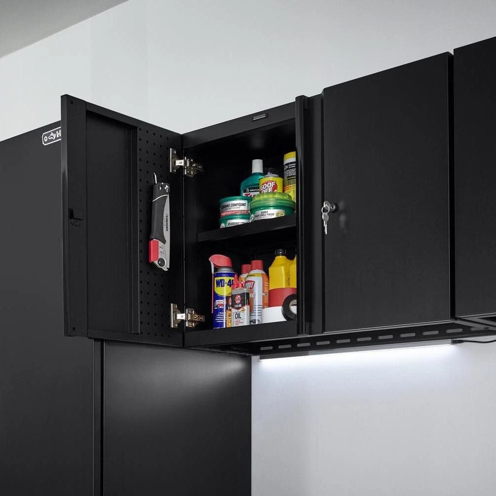 Husky Extra Wide Heavy Duty Welded 20-Gauge Steel Wall Mounted Garage Cabinet in Black (32 in. W x 22 in. H x 14 in. D) 12 Husky Extra Wide Heavy Duty Welded 20-Gauge Steel Wall Mounted Garage Cabinet in Black (32 in. W x 22 in. H x 14 in. D) - Image 10