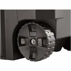 Husky 45 Gal. Latch and Stack Tote with Wheels in Black with Red Lid -ToolHub Shop black red husky storage bins 206201 1d 1000