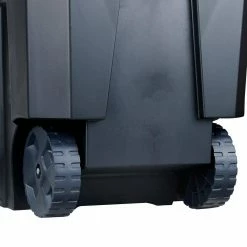 Husky 45 Gal. Latch and Stack Tote with Wheels in Black with Red Lid -ToolHub Shop black red husky storage bins 206201 1f 1000